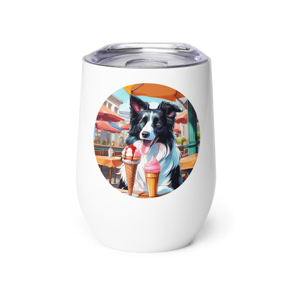 PugMug Custom Border Collie Wine Tumbler