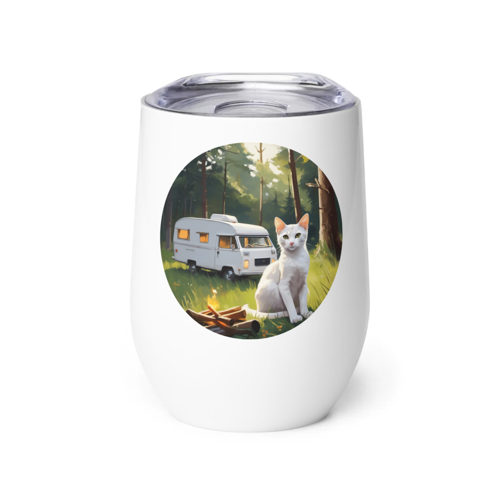 PugMug Custom White Abyssinian Cat Wine Tumbler