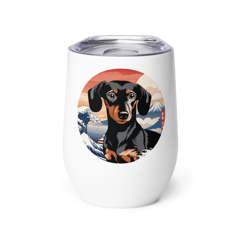 PugMug Custom Black Dachshund Wine Tumbler