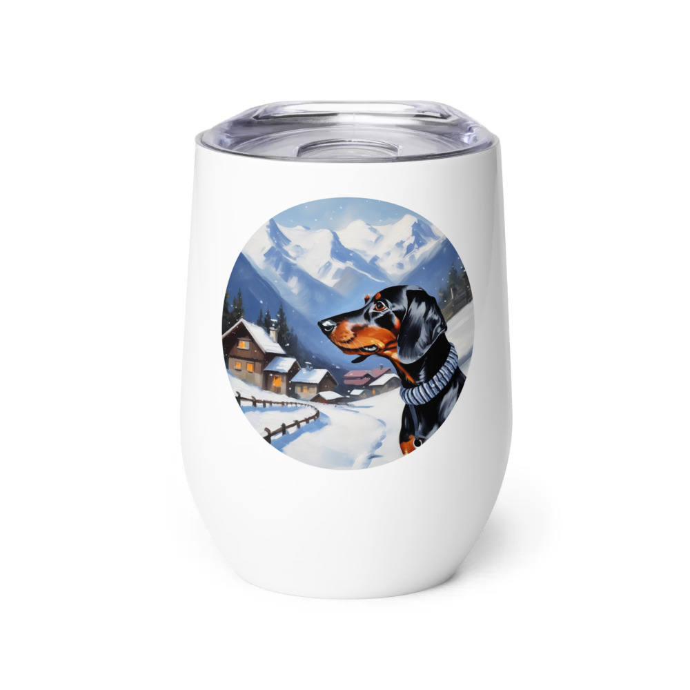 PugMug Custom Black Dachshund Wine Tumbler