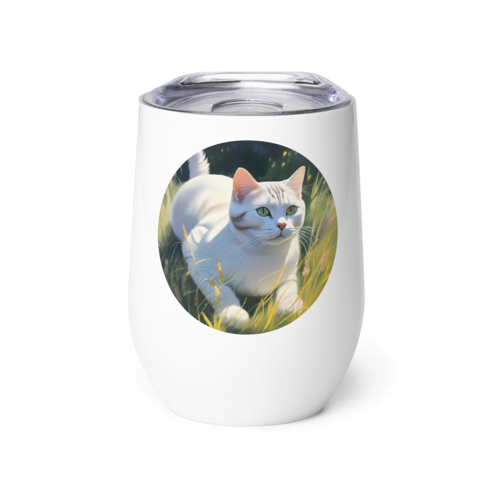 PugMug Custom White American Shorthair Cat Wine Tumbler