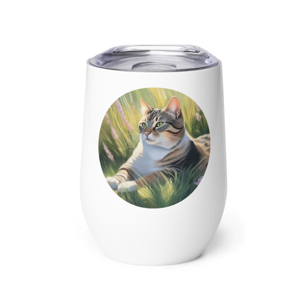 PugMug Custom Tabby Companion Cat Wine Tumbler
