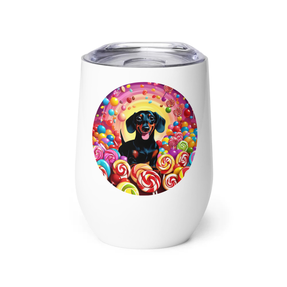 PugMug Custom Black Dachshund Wine Tumbler