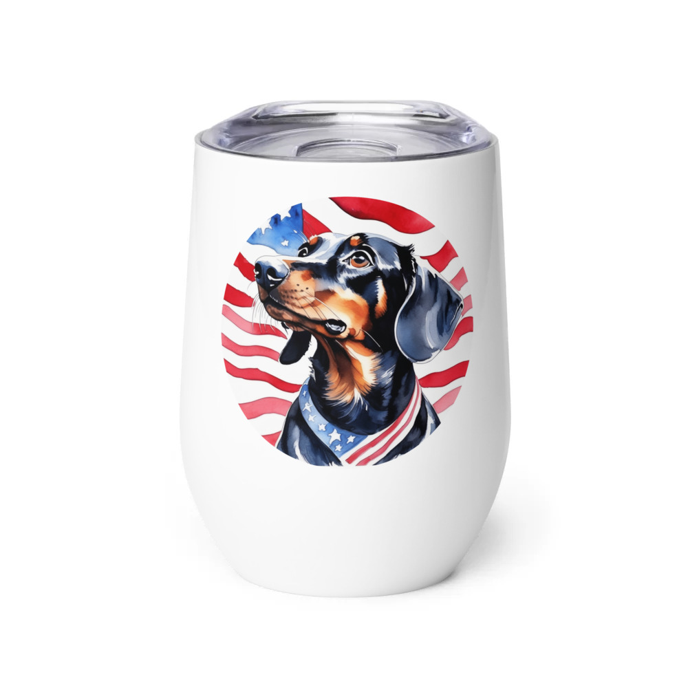 PugMug Custom Black Dachshund Wine Tumbler