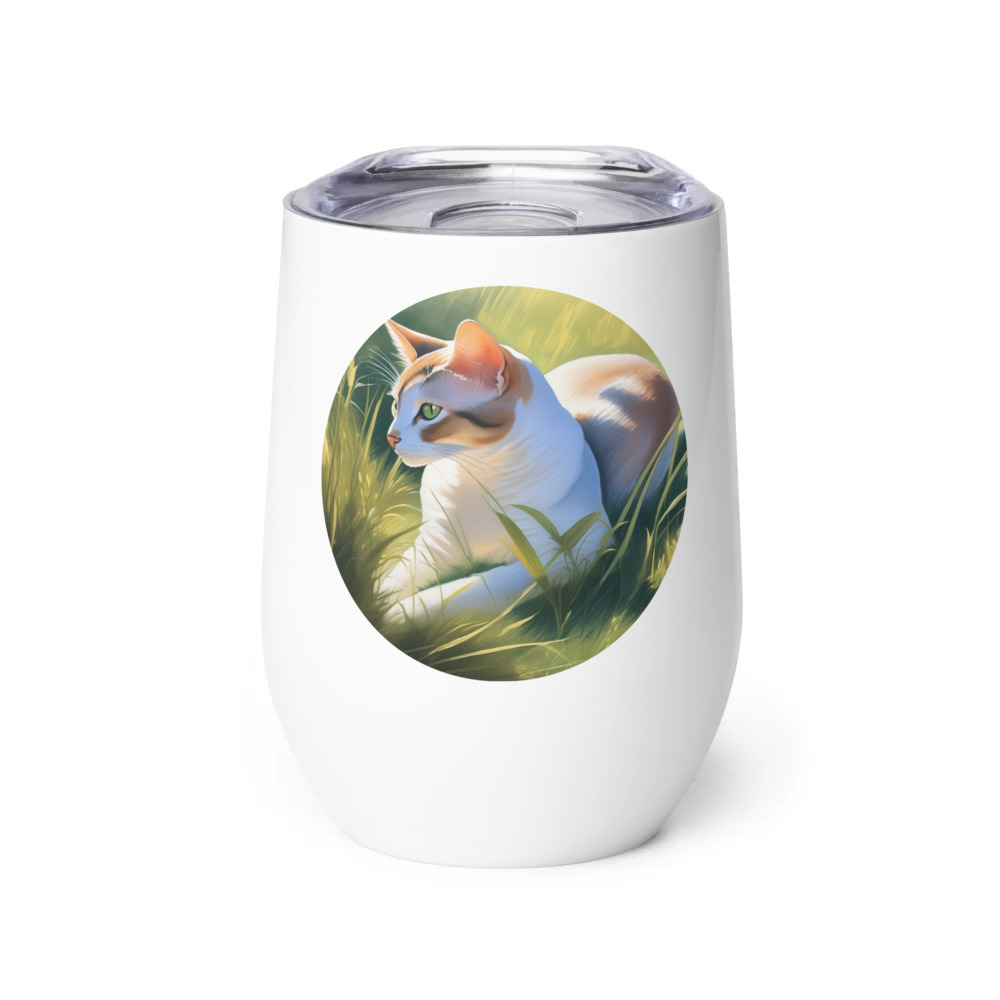 PugMug Custom White Abyssinian Cat Wine Tumbler
