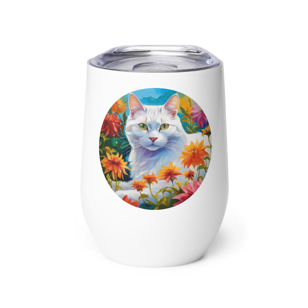 PugMug Custom White American Shorthair Cat Wine Tumbler