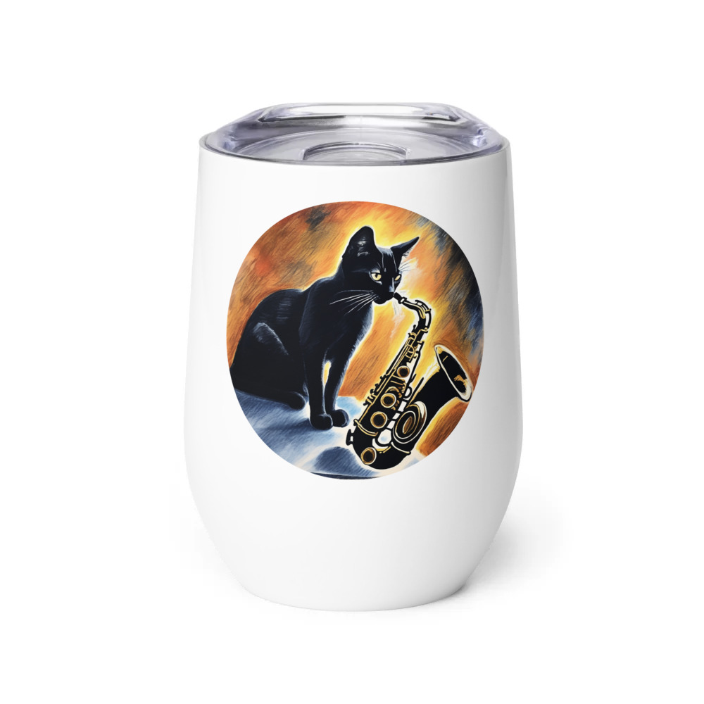 PugMug Custom Black Abyssinian Cat Wine Tumbler