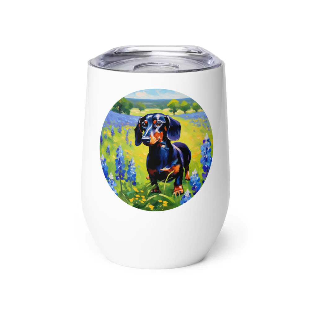 PugMug Custom Black Dachshund Wine Tumbler