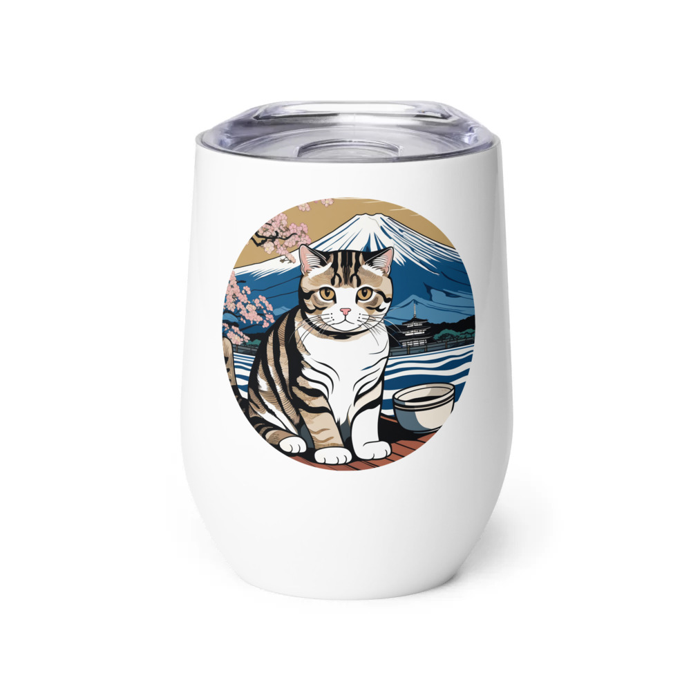 PugMug Custom Tabby Scottish Fold Cat Wine Tumbler