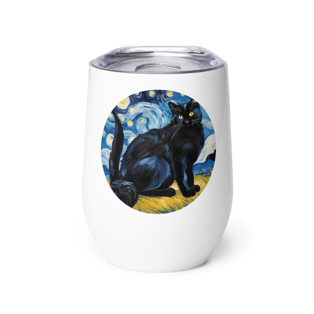 PugMug Custom Black Ragdoll Cat Wine Tumbler