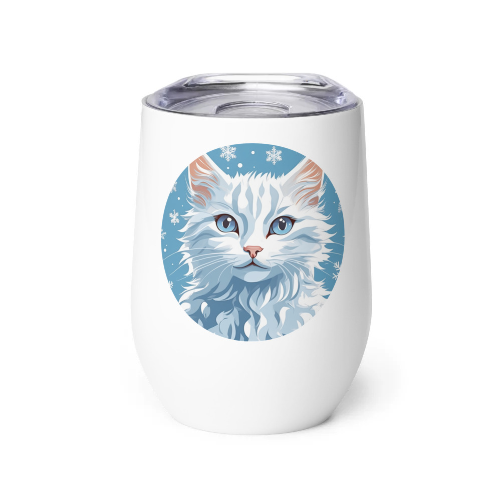 PugMug Custom White Companion Cat Wine Tumbler
