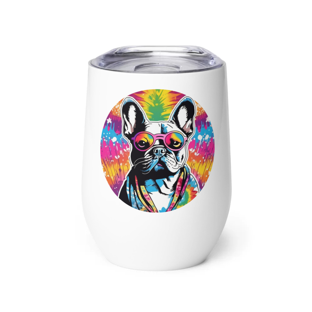 PugMug Custom Tan French Bulldog Wine Tumbler