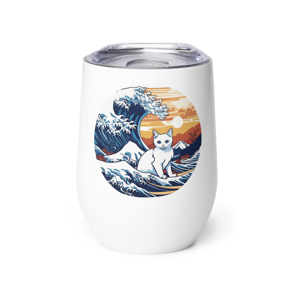 PugMug Custom White Companion Cat Wine Tumbler