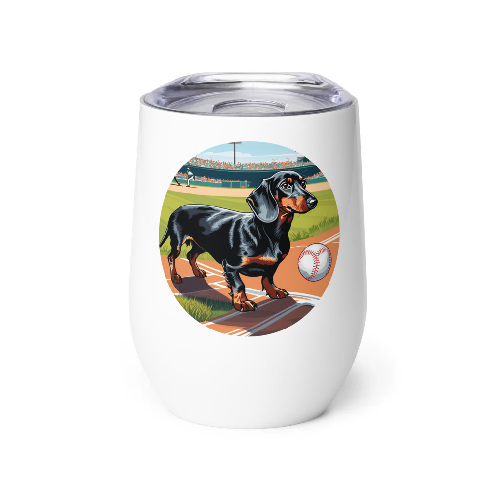 PugMug Custom Black Dachshund Wine Tumbler