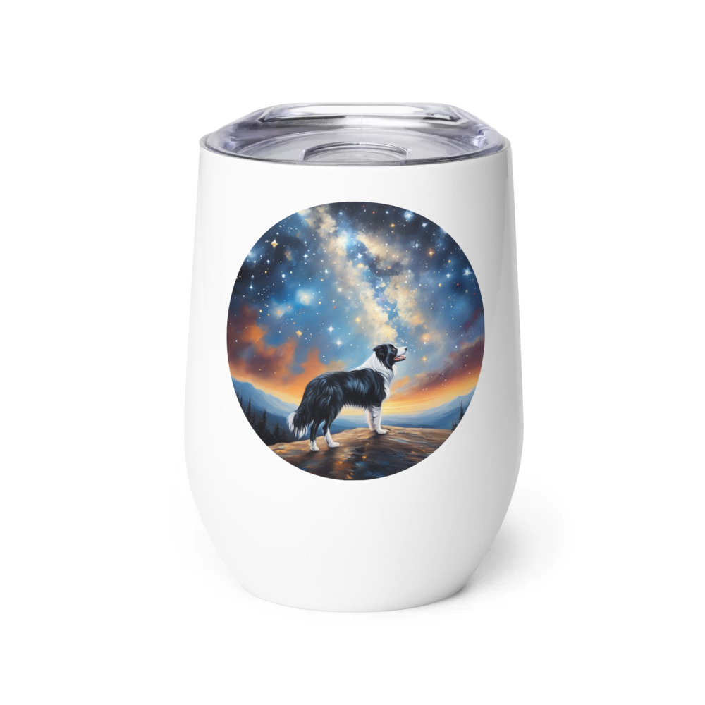 PugMug Custom Border Collie Wine Tumbler