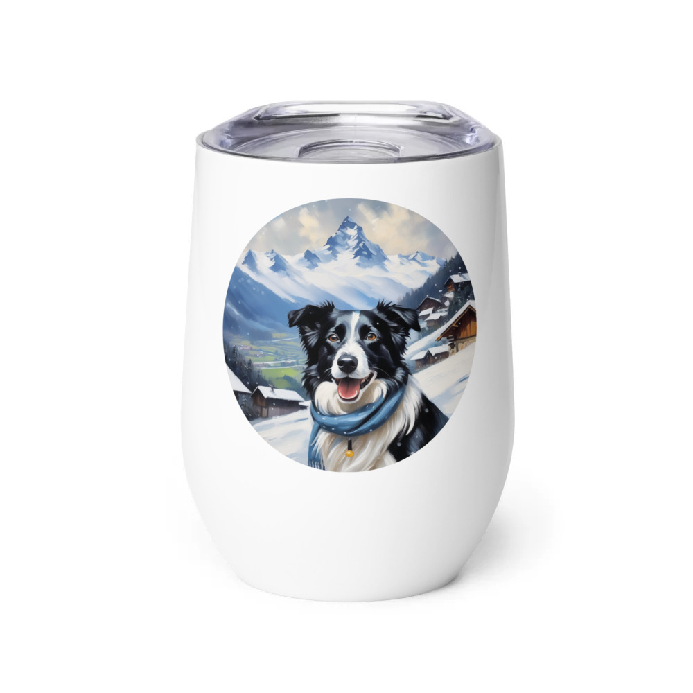 PugMug Custom Border Collie Wine Tumbler