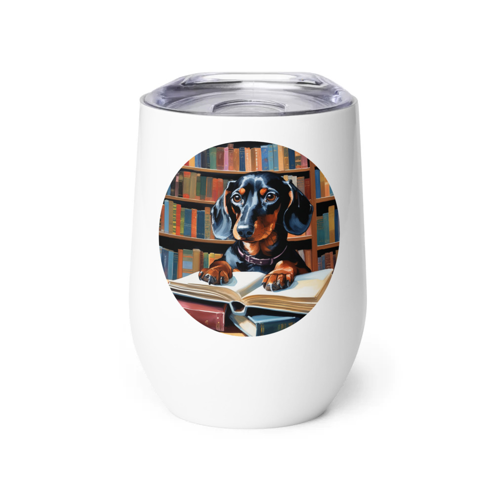 PugMug Custom Black Dachshund Wine Tumbler