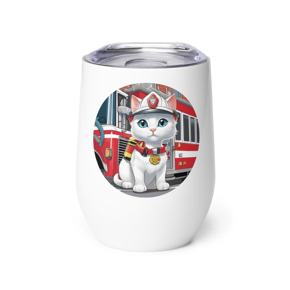 PugMug Custom White Companion Cat Wine Tumbler