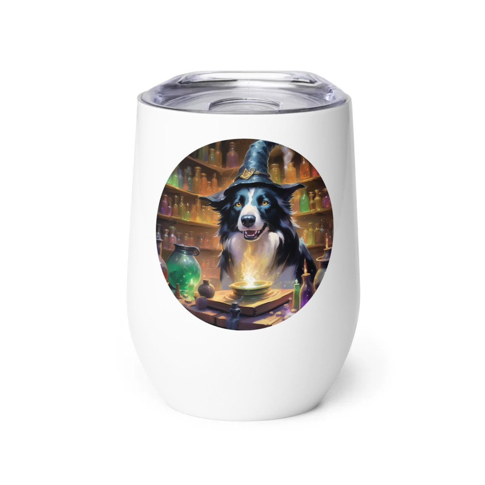 PugMug Custom Border Collie Wine Tumbler
