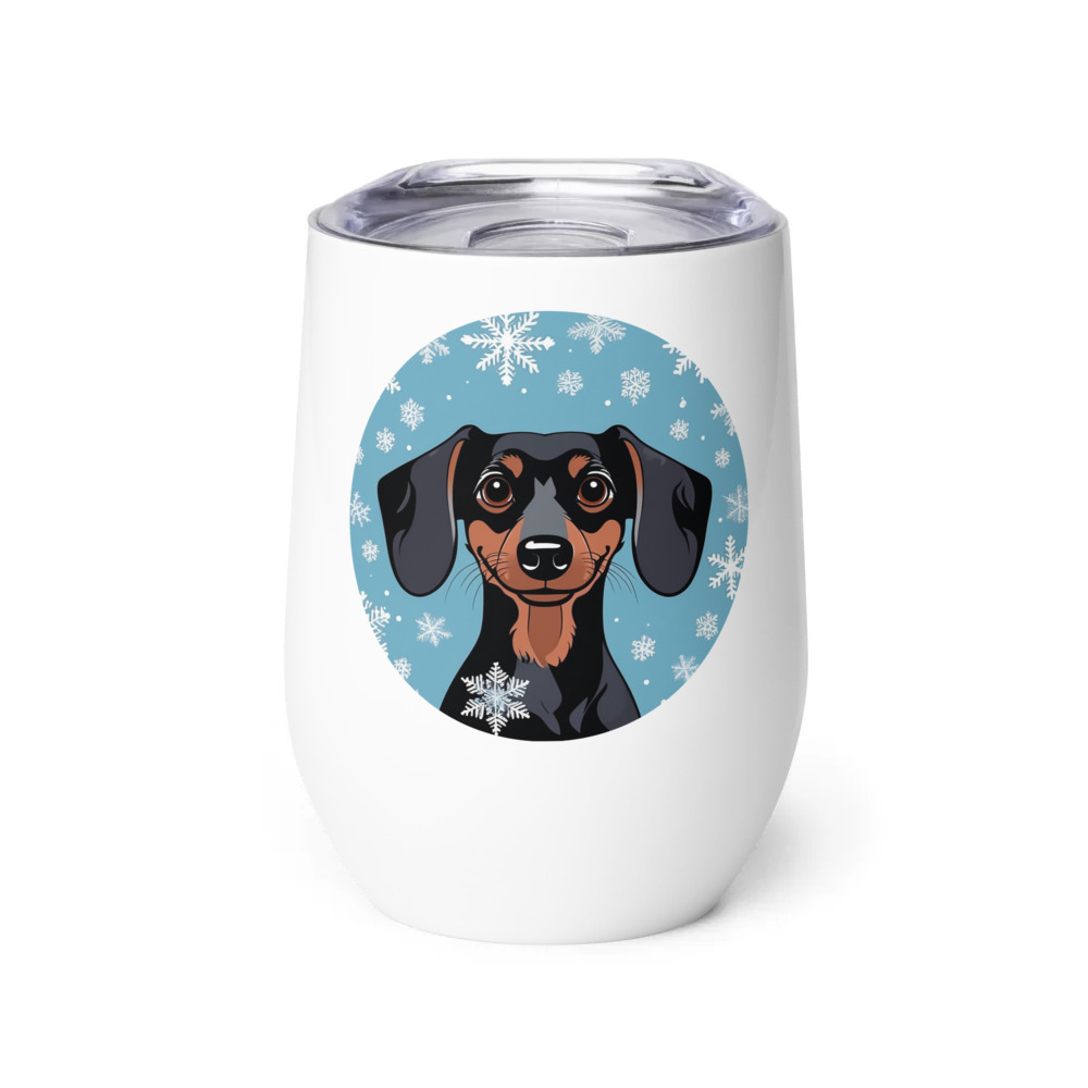 PugMug Custom Black Dachshund Wine Tumbler