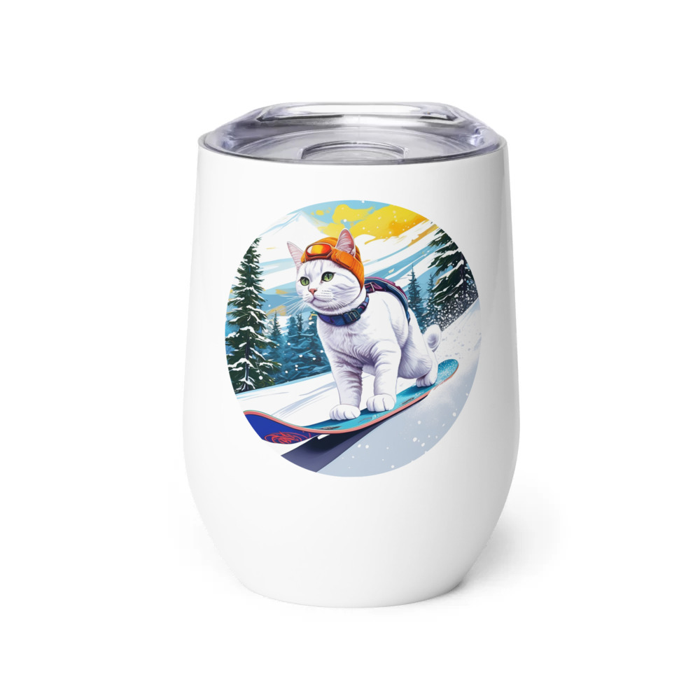 PugMug Custom White Companion Cat Wine Tumbler