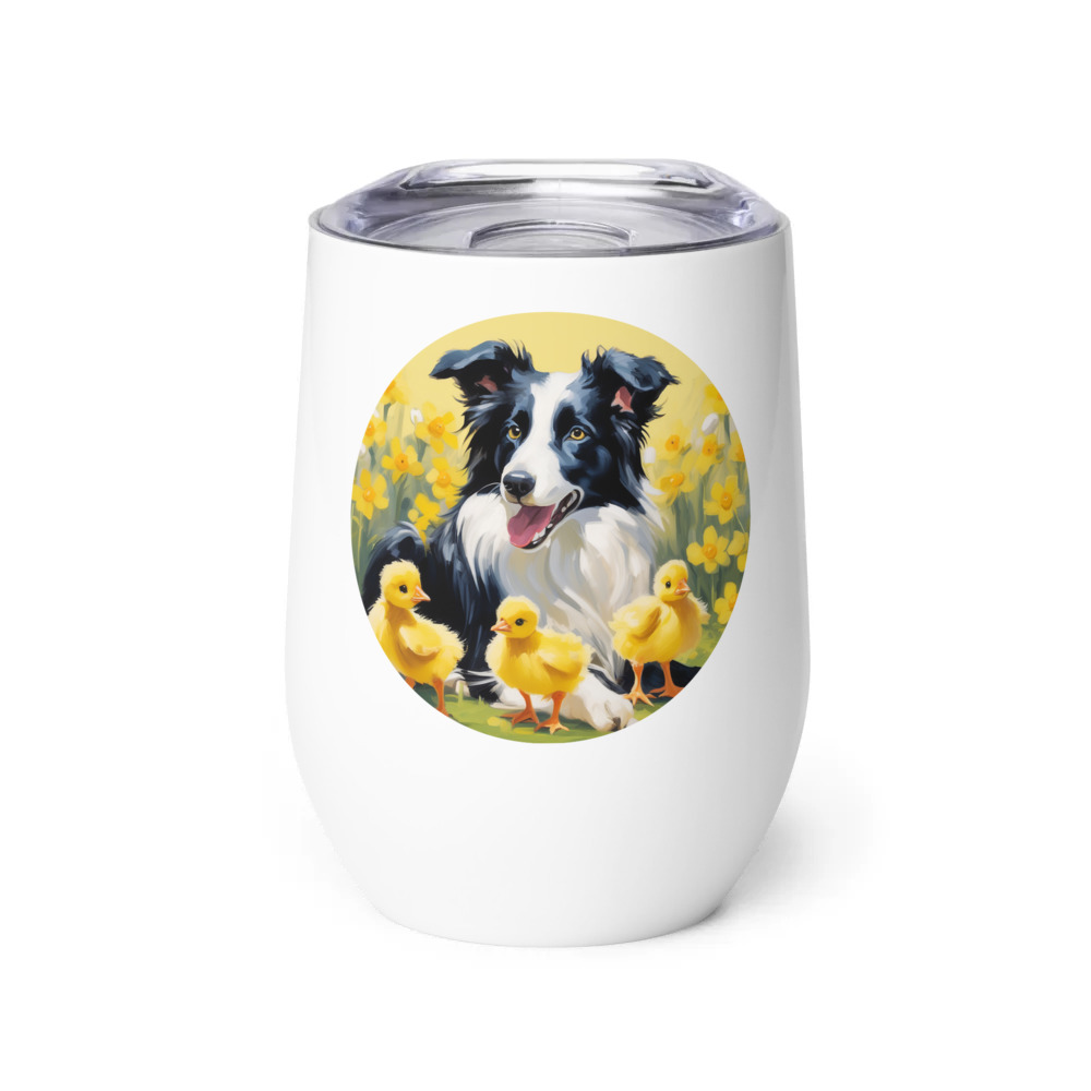 PugMug Custom Border Collie Wine Tumbler