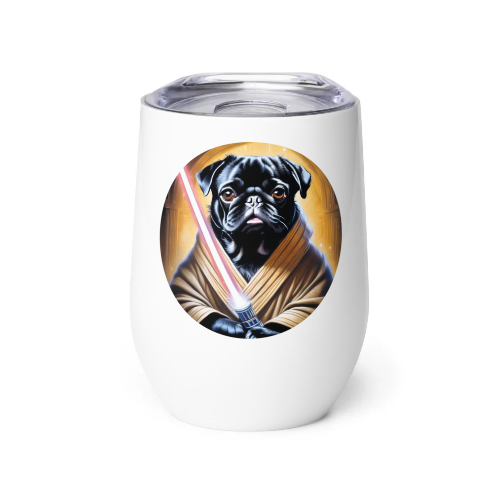 PugMug Custom Black Pug Wine Tumbler