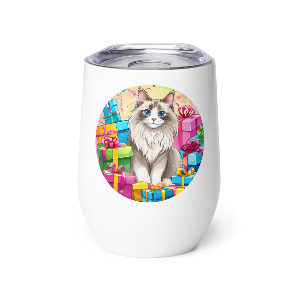 PugMug Custom Tabby Ragdoll Cat Wine Tumbler