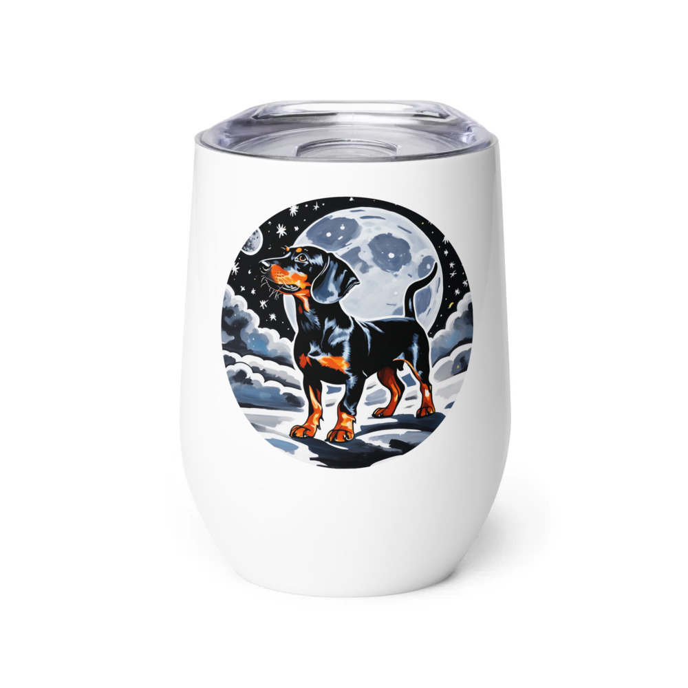 PugMug Custom Black Dachshund Wine Tumbler
