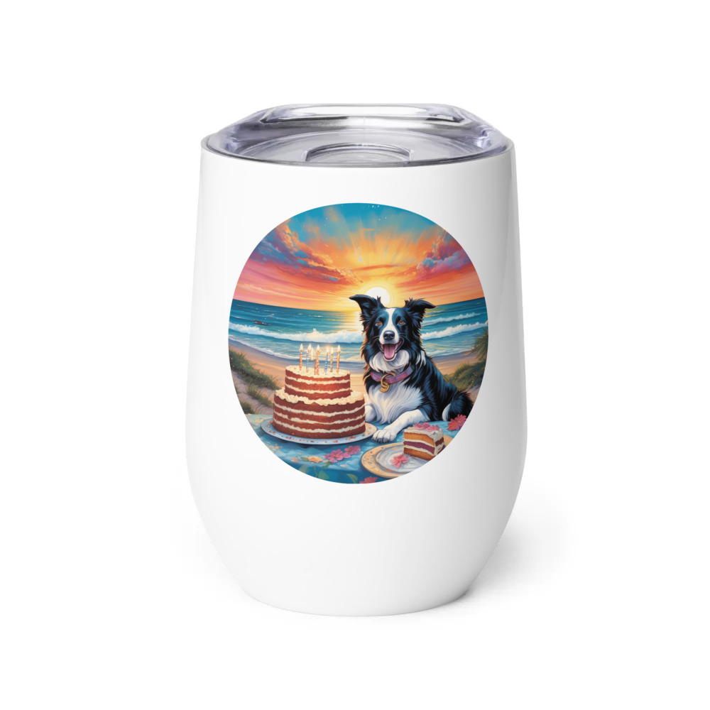 PugMug Custom Border Collie Wine Tumbler