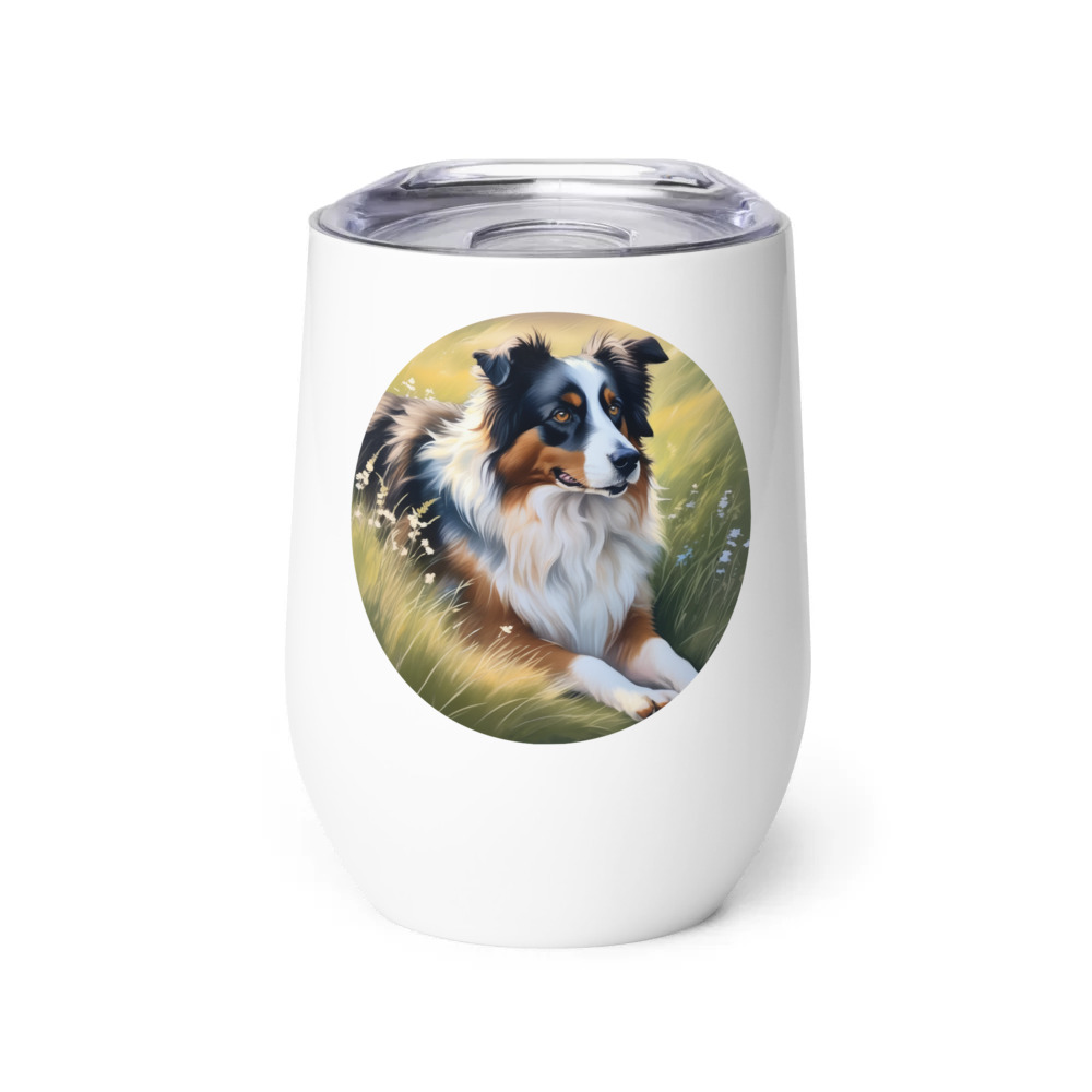 PugMug Custom Miniature American Shepherd Wine Tumbler