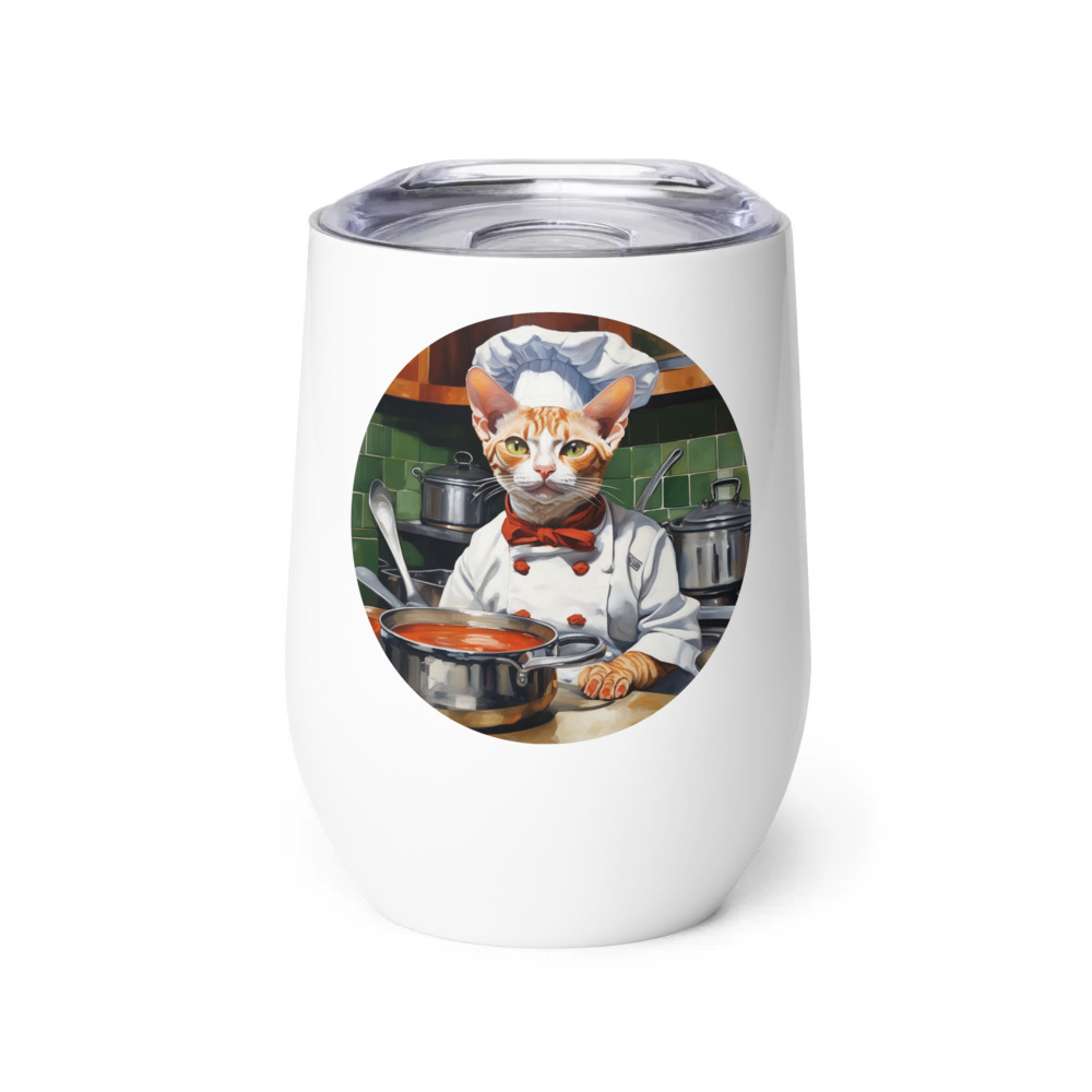 PugMug Custom Tabby Devon Rex Cat Wine Tumbler
