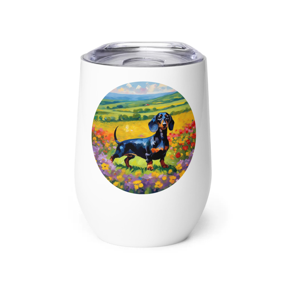 PugMug Custom Black Dachshund Wine Tumbler