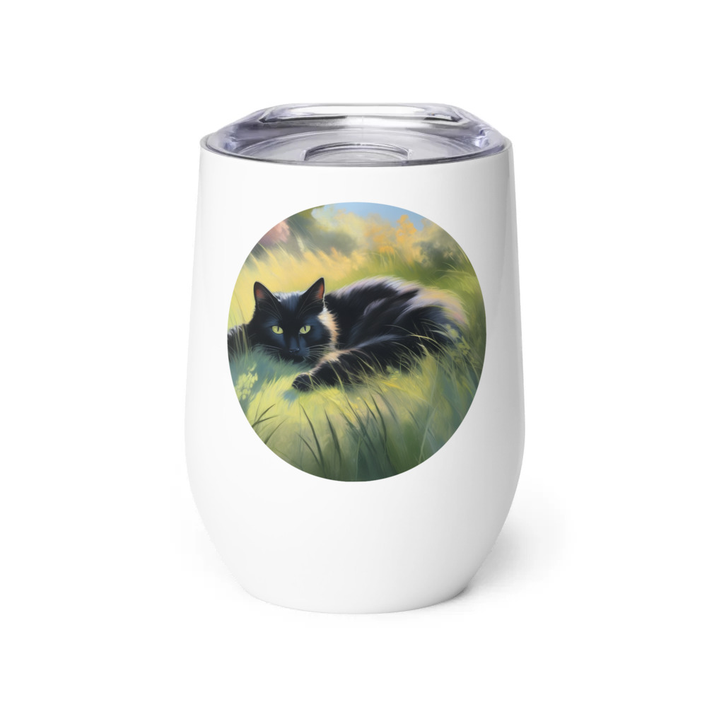 PugMug Custom Black Companion Cat Wine Tumbler