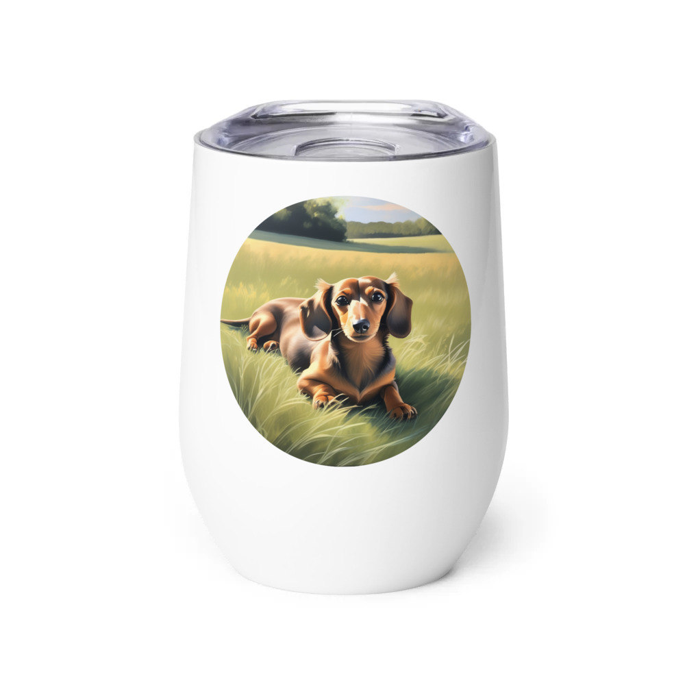 PugMug Custom Tan Dachshund Wine Tumbler