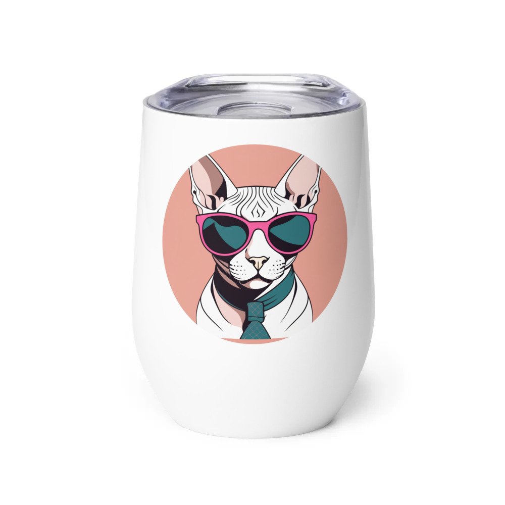 PugMug Custom White Sphynx Cat Wine Tumbler