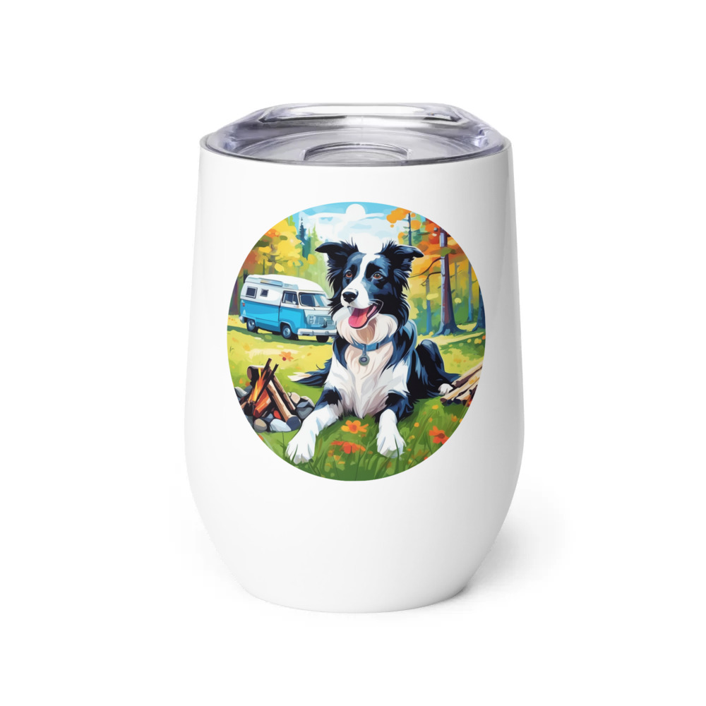 PugMug Custom Border Collie Wine Tumbler