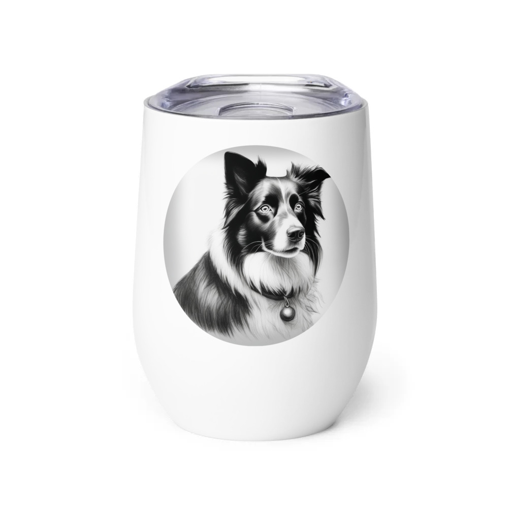 PugMug Custom Border Collie Wine Tumbler