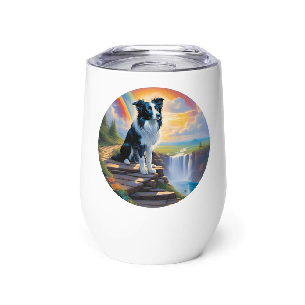 PugMug Custom Border Collie Wine Tumbler