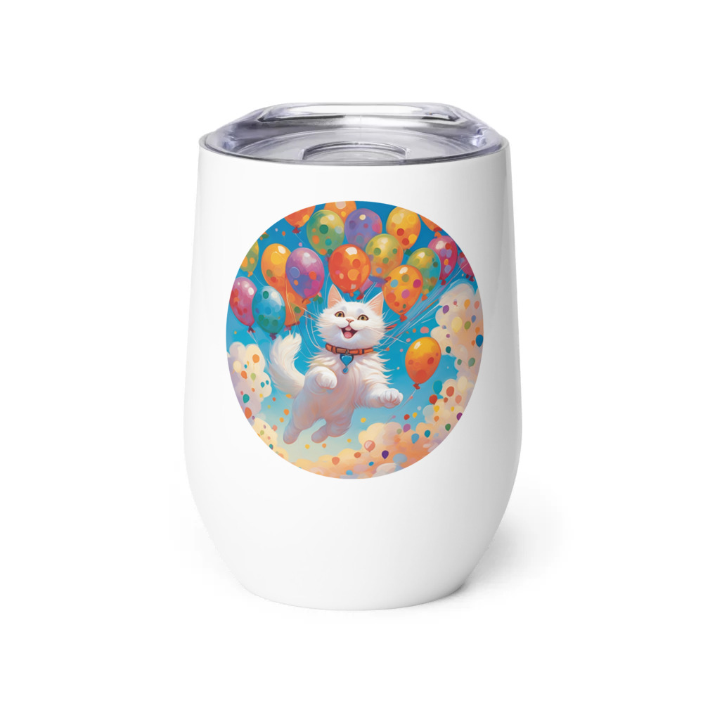 PugMug Custom White Companion Cat Wine Tumbler