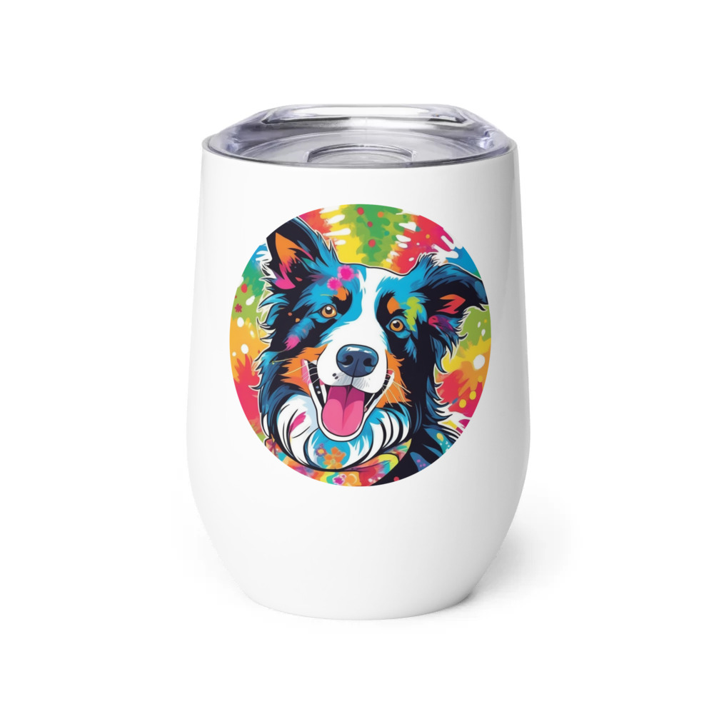 PugMug Custom Border Collie Wine Tumbler