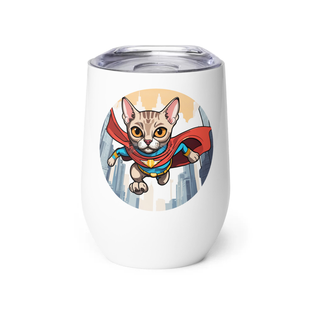 PugMug Custom Tabby Devon Rex Cat Wine Tumbler