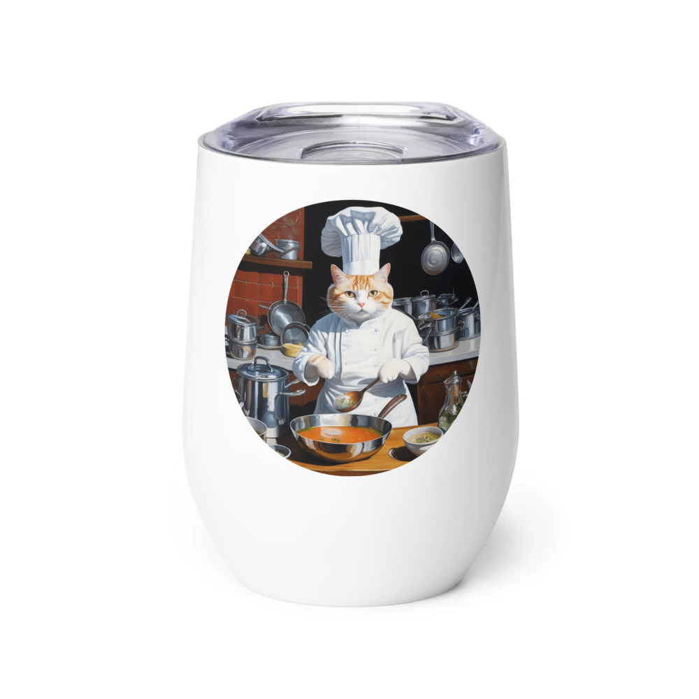 PugMug Custom White Companion Cat Wine Tumbler