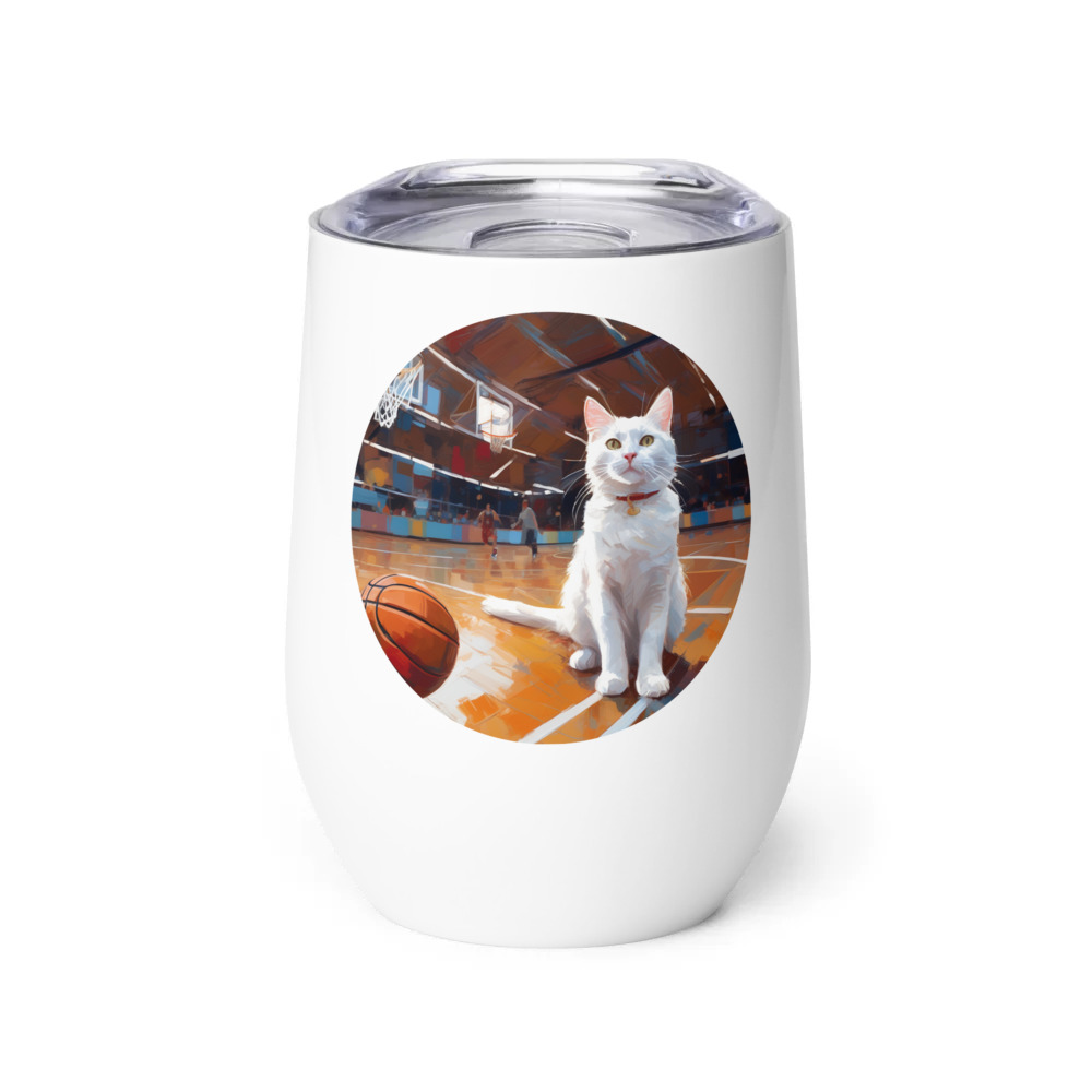 PugMug Custom White Companion Cat Wine Tumbler