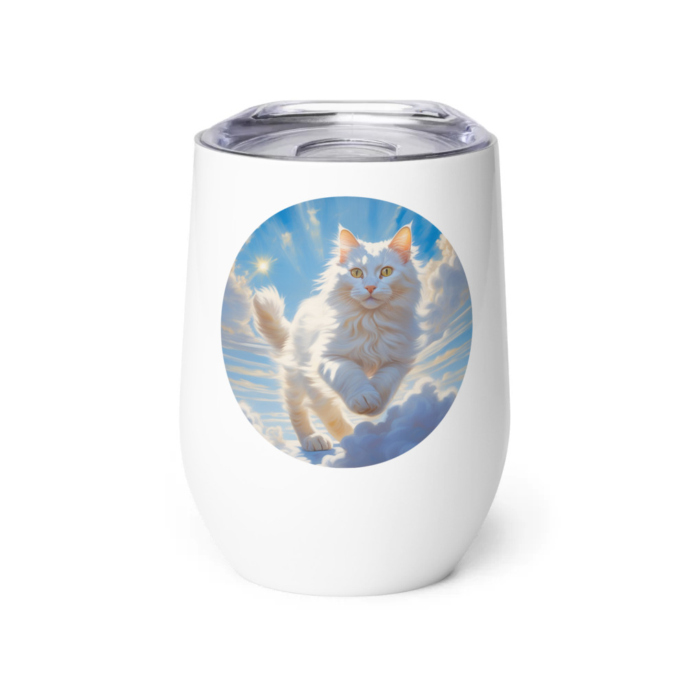 PugMug Custom White Companion Cat Wine Tumbler