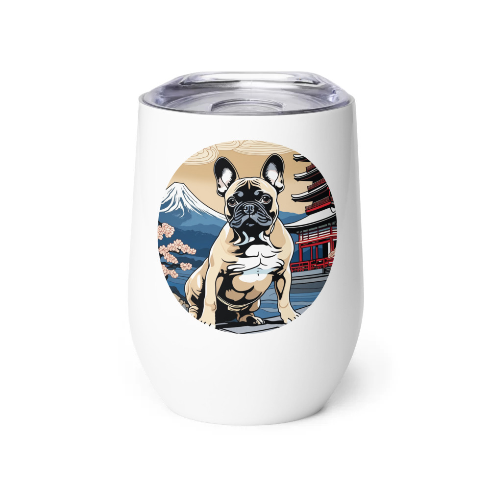 PugMug Custom Tan French Bulldog Wine Tumbler