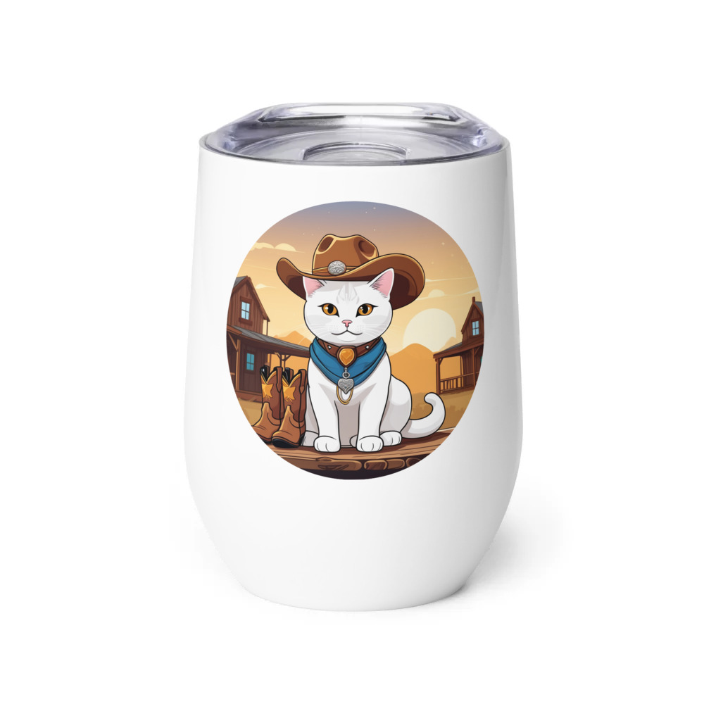 PugMug Custom White British Shorthair Cat Wine Tumbler
