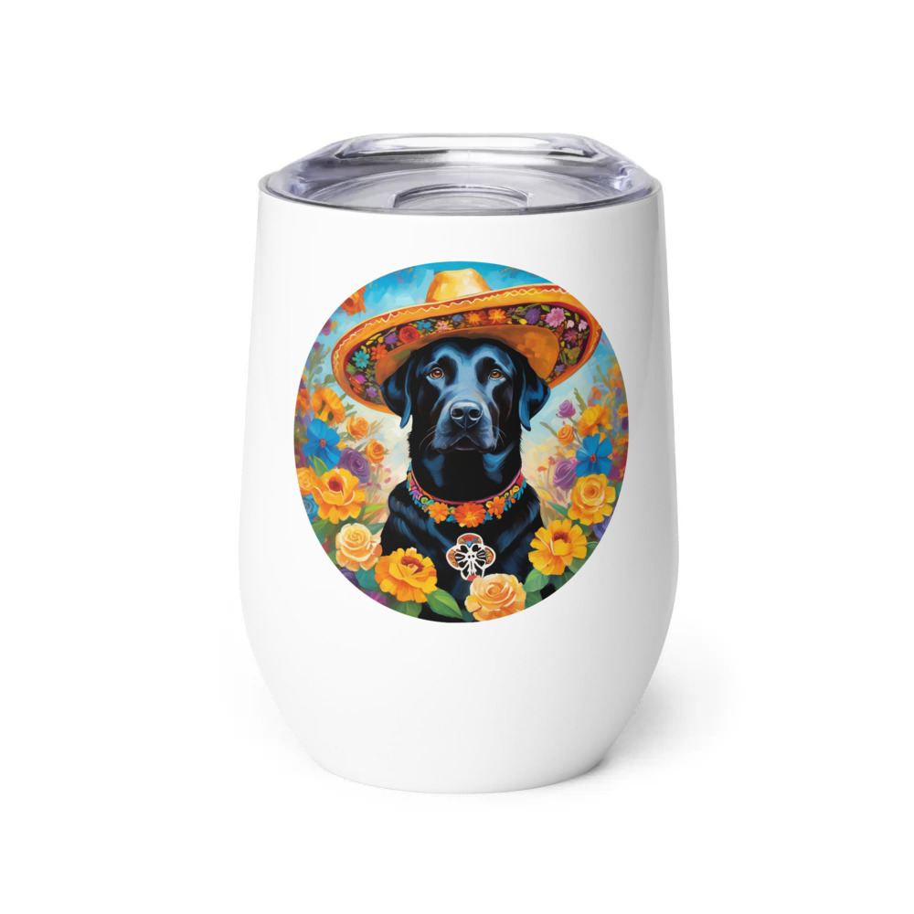 PugMug Custom Black Labrador Retriever Wine Tumbler