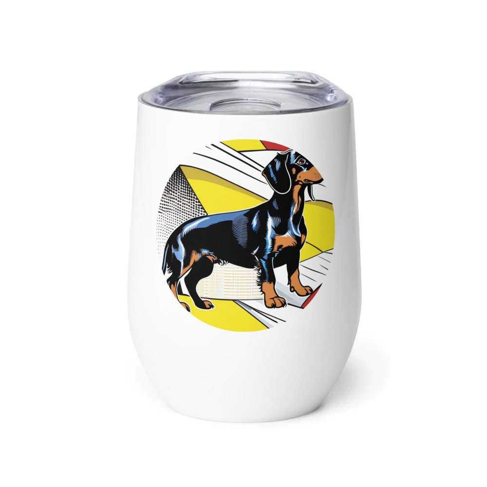 PugMug Custom Black Dachshund Wine Tumbler