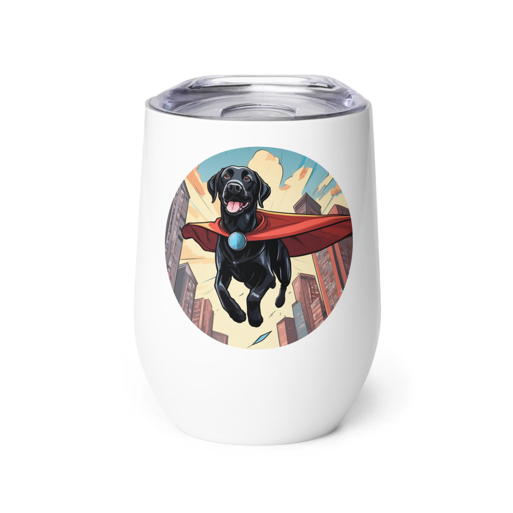 PugMug Custom Black Labrador Retriever Wine Tumbler